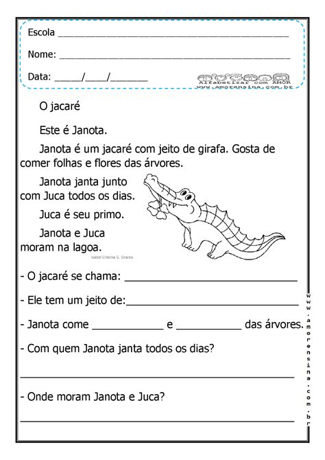 Pequenos Textos Para Alfabetização Com Interpretação 2 Ano