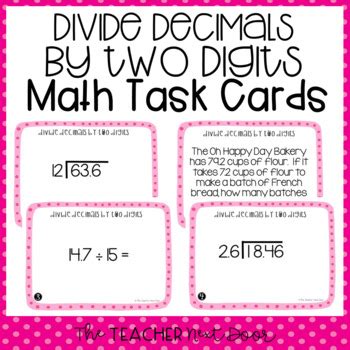 Th Grade Divide Decimals By Two Digit Divisors Task Cards Division Game