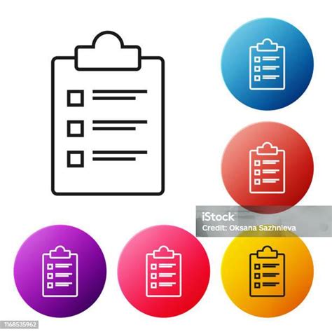 Zwarte Lijn Klembord Met Checklist Icoon Geïsoleerd Op Witte