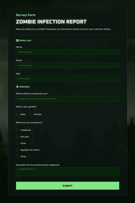 Survey Form Zombie Infection Report My First Project For The