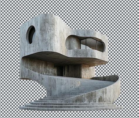 Glorious Brutalist Waterfront Amphitheater Isolated On Transparent