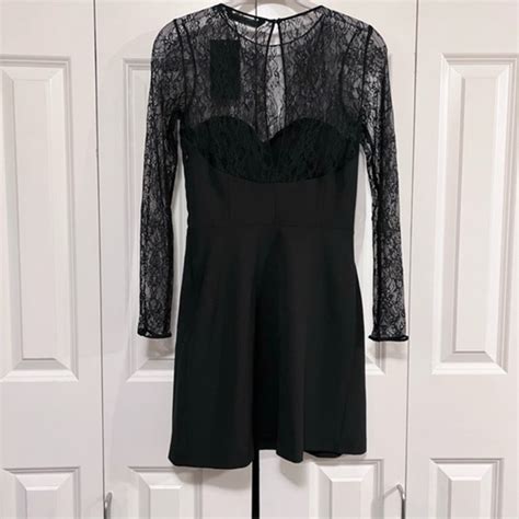 Zara Dresses Zara Nwt Black Lace Keyhole Back Long Sleeve Dress