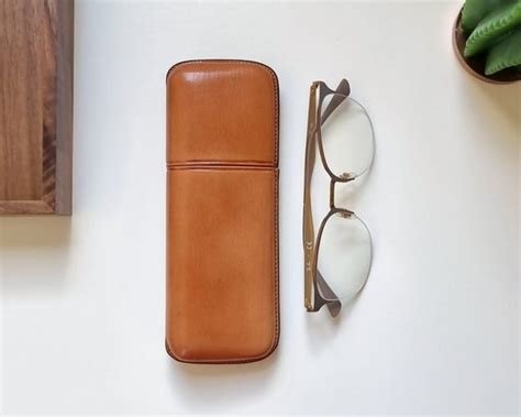 Leather Eyeglass Case Glasses Case Hard Leather Glasses Case Etsy