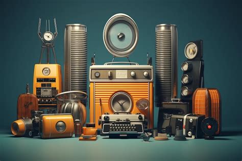 Fotografias De Objetos Vintage Em Estilo Retrofuturista Foto Premium