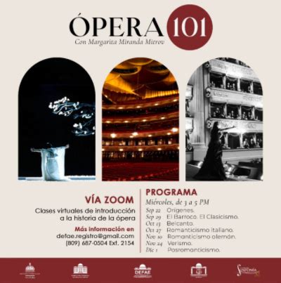 Dirección General de Bellas Artes DGBA INSCRIPCIÓN A CLASE ÓPERA 101