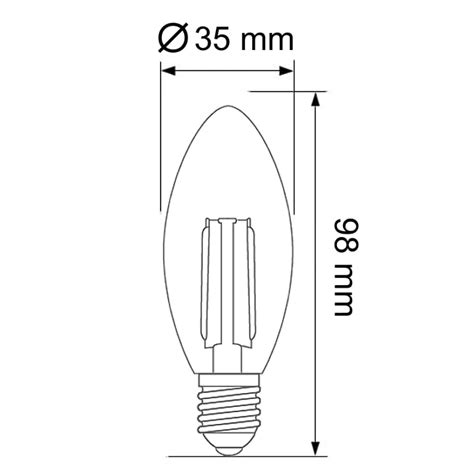 Zarowka Led Filament E14 Ledline C35 4w Wymiary 