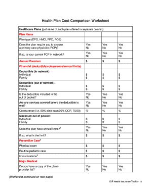 Fillable Online Healthcare Plans Put Name Of Each Plan Offered In