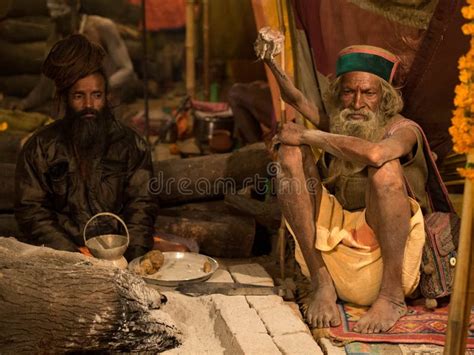 Mahant Amar Bharti Ji In His Tent At Kumbh Mela 2013 Editorial Stock