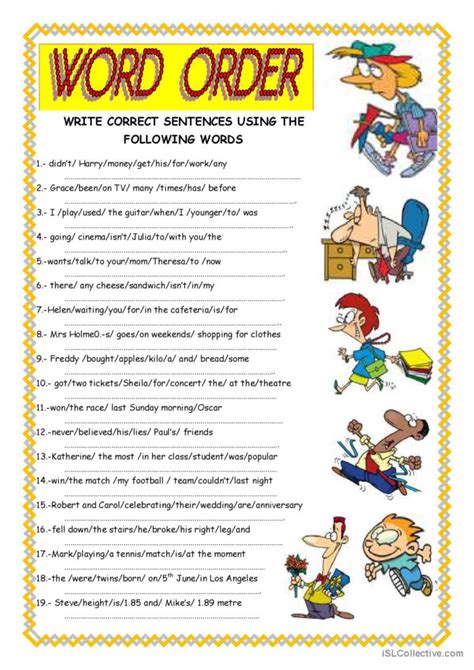 Word Order English Esl Worksheets Pdf And Doc