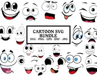 Cartoon Emotion Faces Svg Bundle Kawaii Face Svg Cute Funny Face Svg