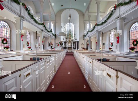 Interior of Old North Church at Christmas, Boston, Massachusetts, USA ...