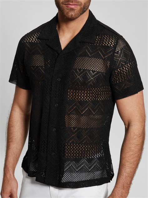 Geometric Knit Crochet Shirt GUESS