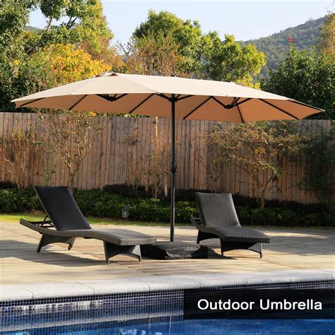 15 ft Market Outdoor Umbrella Double-Sided Aluminum Table Patio ...