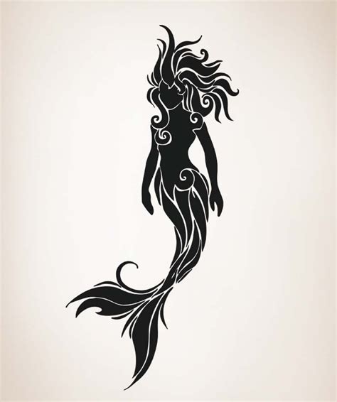 MERMAID TAIL SILHOUETTE BLACK AND WHITE CLIPART 60px Image 8