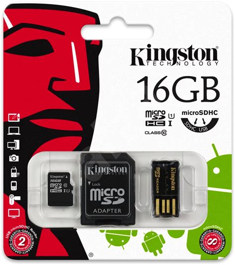 Kingston MicroSDHC 16GB Class 10 + SD adaptér a USB čtečka - Paměťová ...