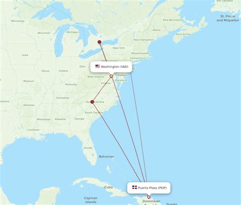 All Flight Routes From Dulles To Puerto Plata Iad To Pop Flight Routes