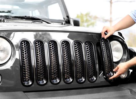 7pcs Glossy Black Mesh Grille Cover Inserts Grill For Jeep Wrangler 07 15 Jk Jku Ebay