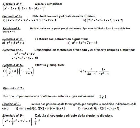 Las Matemáticas en el San Fernando 4º ESO B POLINOMIOS Y FRACCIONES