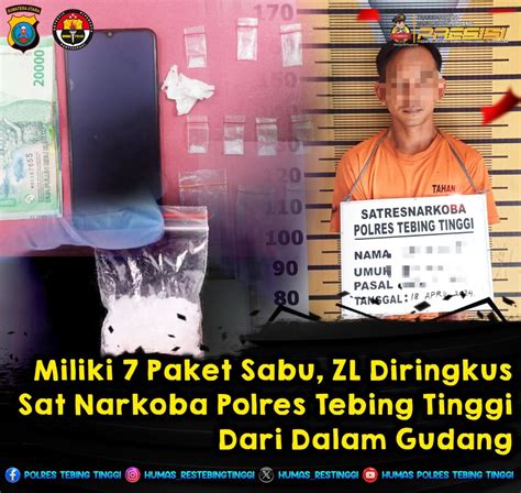 Miliki 7 Paket Sabu Zl Diringkus Sat Narkoba Polres Tebing Tinggi Dari