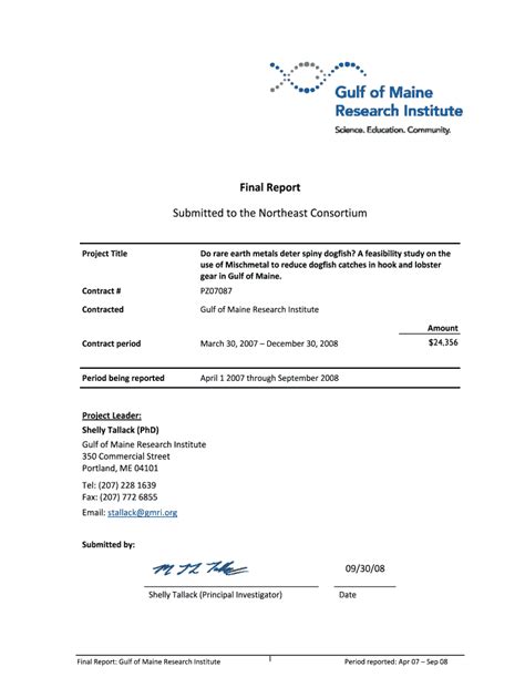 Fillable Online Submitted To The Northeast Consortium Nefsc Noaa Gov