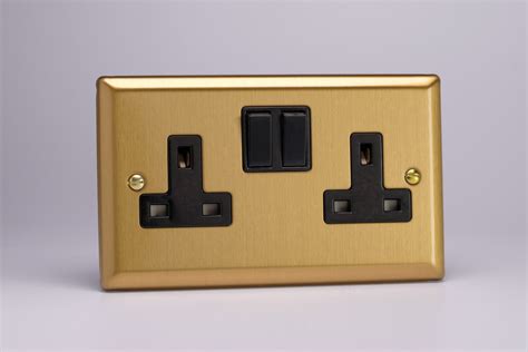 Varilight Classic Brushed Brass Gang A Double Pole Switched Socket