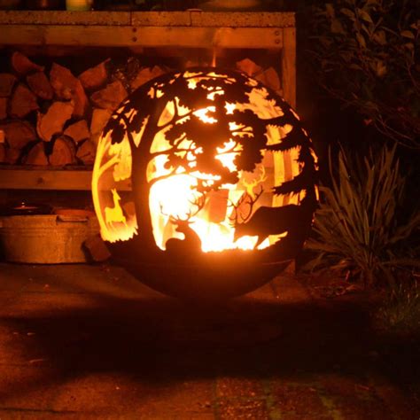 Vuurkorf Tuinhaard Vuurbal Laser Cut Roest Met Herten Motief