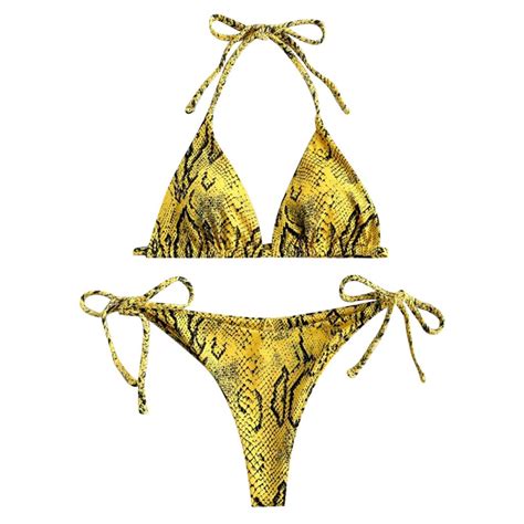 Hoge Taille Bikini Set Vrouwen Snake Skin High Cut Grandado