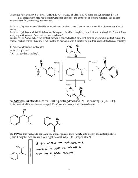 Chapter 5 Handout Stereoisomers Part 1 Learning Assignment 5 Part 1