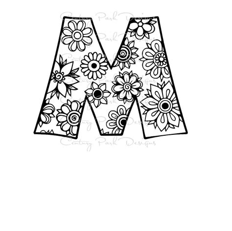 Letter M Alphabet Flowers Svg Jpeg Png Pdf Use With