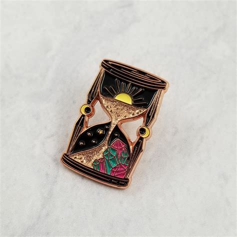 Hourglass Enamel Pin Crystal Pin Moon Pin Hourglass Pin Etsy Uk