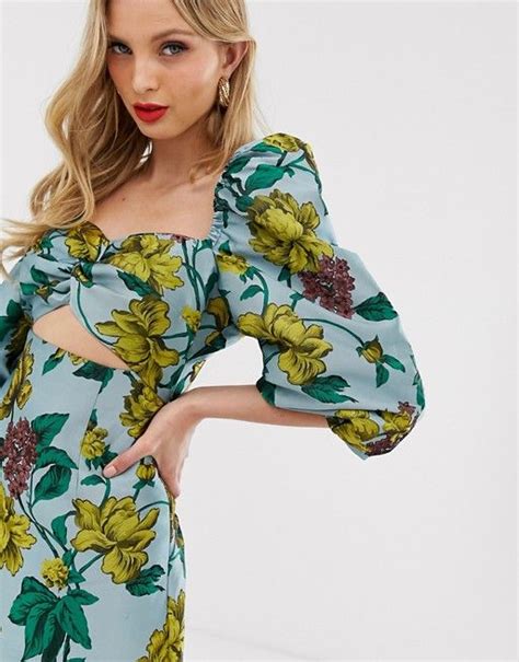 Asos Edition Floral Jacquard Mini Dress With Extreme Sleeve Asos