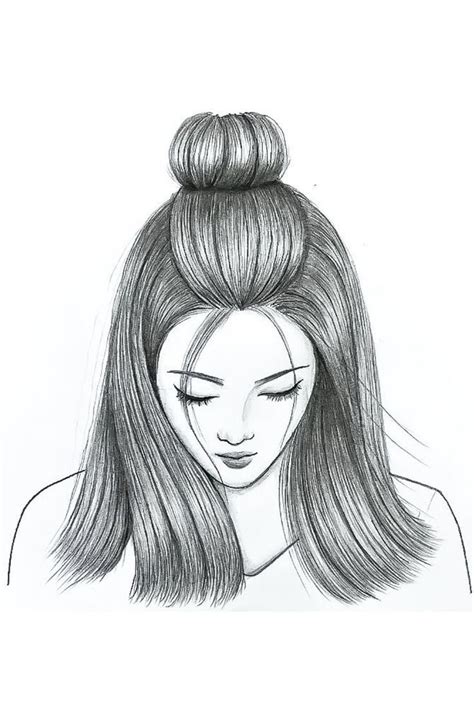 Girl Drawing with half bun hairstyle | Pencil drawing images, Pencil ...