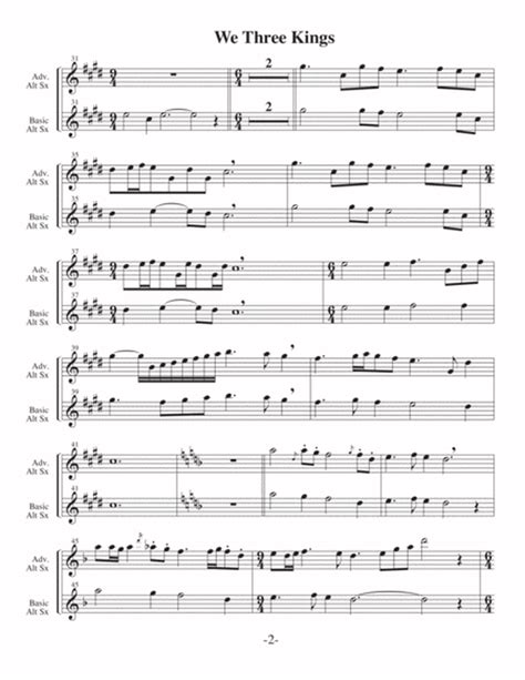 We Three Kings V1 Arrangements Level 2 4 For Alto Sax Written Acc