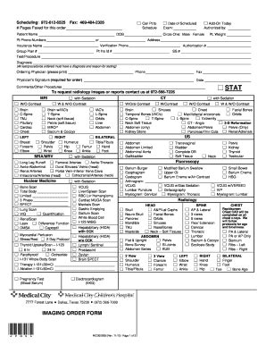 Pdf Outpatient Imaging Order Form For Medical City Dallas Airslate