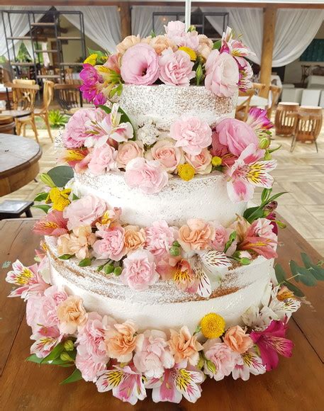 Bolo De Casamento Decorado Flores Naturais Rio De Janeir