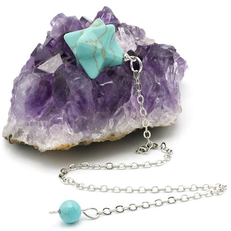 Pendule Divinatoire Merkaba En Pierre Naturelle Turquoise