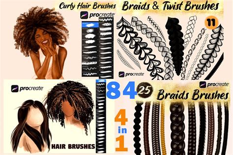 Procreate Braids And Hair Brushes Procreate Brushes