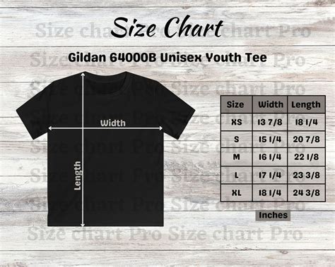 Gildan 64000b T Shirt Size Chart Gildan Sizing Chart For T Etsy De