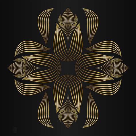 Ornamento Floral De Oro De Lujo Sobre Fondo Negro Vector Premium