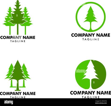 Set Of Pine Tree Logo Design Inspiration Stock Vector Image Art Alamy