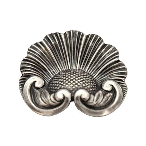 Sterling Silver Jewel Art Clam Shell Feather Brooch Gem