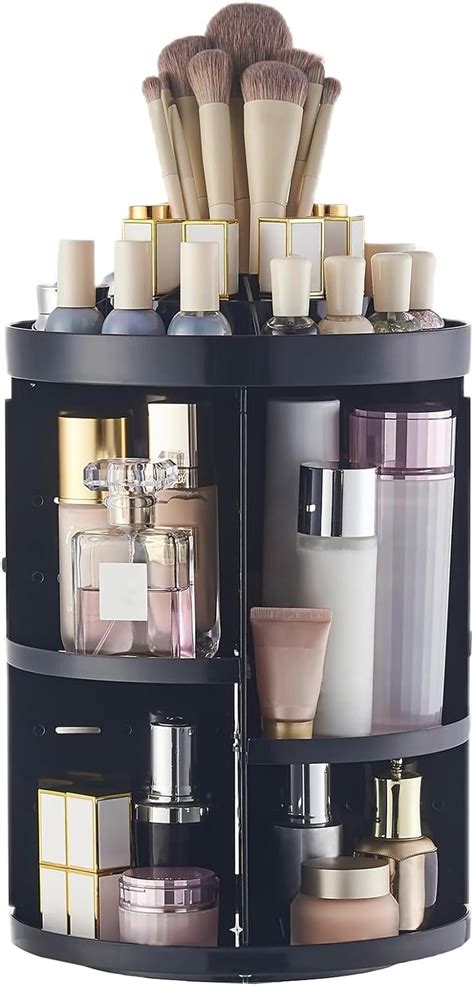 SUNFICON 360 Rotation Makeup Organiser Black Rotating Cosmetic Storage