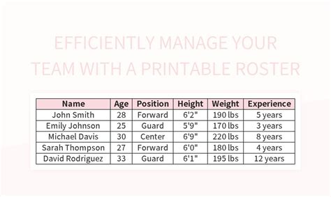 Free Printable Roster Templates For Google Sheets And Microsoft Excel