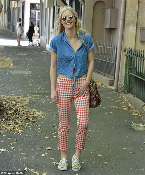 Samara Weaving Bares Her Toned Midriff In Cropped Denim Shirt And Harlequin Pants In Sydney