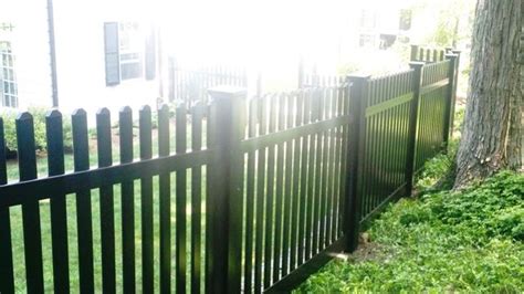 Black vinyl picket fencing | Vinyl picket fence, Vinyl fence, Fence