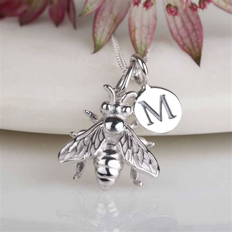 Sterling Silver Honey Bee Charm Personalised Necklace Etsy Silver