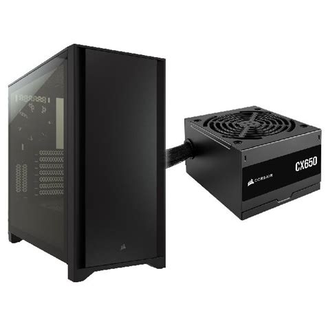 Gabinete Corsair 4000d Tg Black Fuente 650w Cx650 80 Plus Bronze