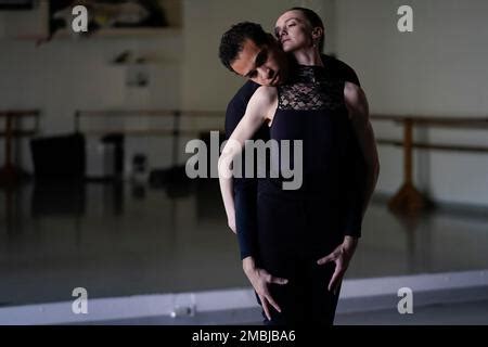 Adrian Blake Mitchell left and Andrea Laššáková rehearse with