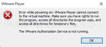 Error While Powering On Vmware Player Cannot Connect To The Virtual