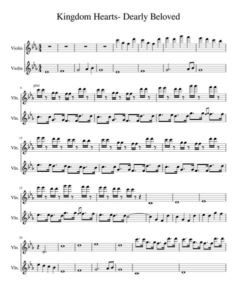 Kingdom Hearts Dearly Beloved Sheet Music For Violin Download Free In Pdf Or Midi